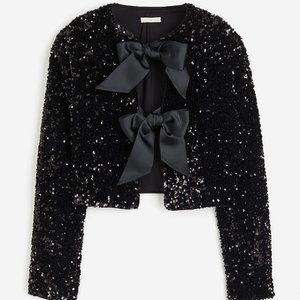 Tie-Front Black Sequin Jacket - Size Small - NWT!!!